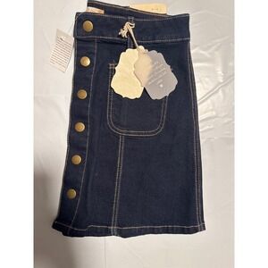 NWT Altar'd State Denim Skirt Button Front Dark Wash Mini XS